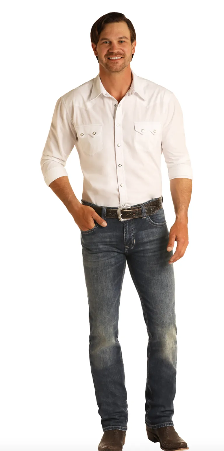 M1R8299 - Rock&Roll Denim Men's Vintage '46 Slim Stretch Straight Bootcut Jean