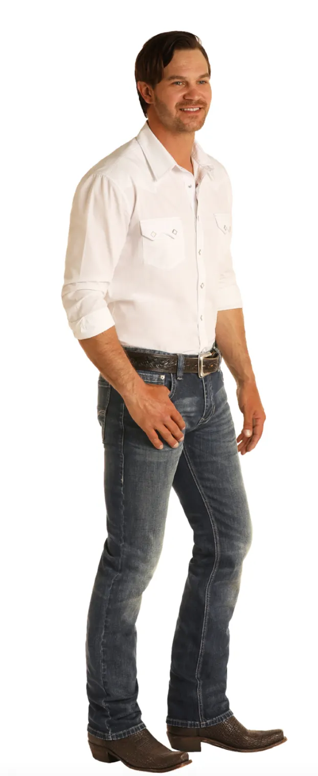 M1R8299 - Rock&Roll Denim Men's Vintage '46 Slim Stretch Straight Bootcut Jean