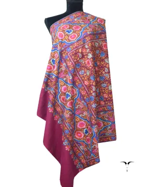 Magenta Purple Pashmina Shawl With Sozni Work 5925