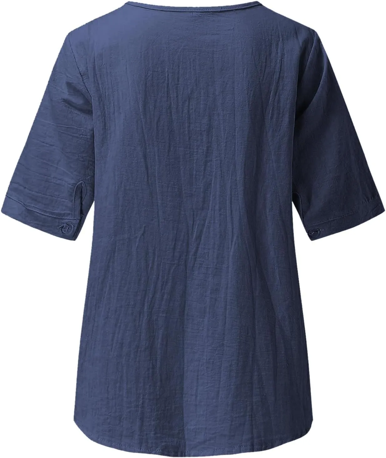 maisdgop Embroidered Tops for Women Fashion Mexican Boho Blouse Casual V Neck Short Sleeve Shirt Comfy Cotton Linen T-Shirt