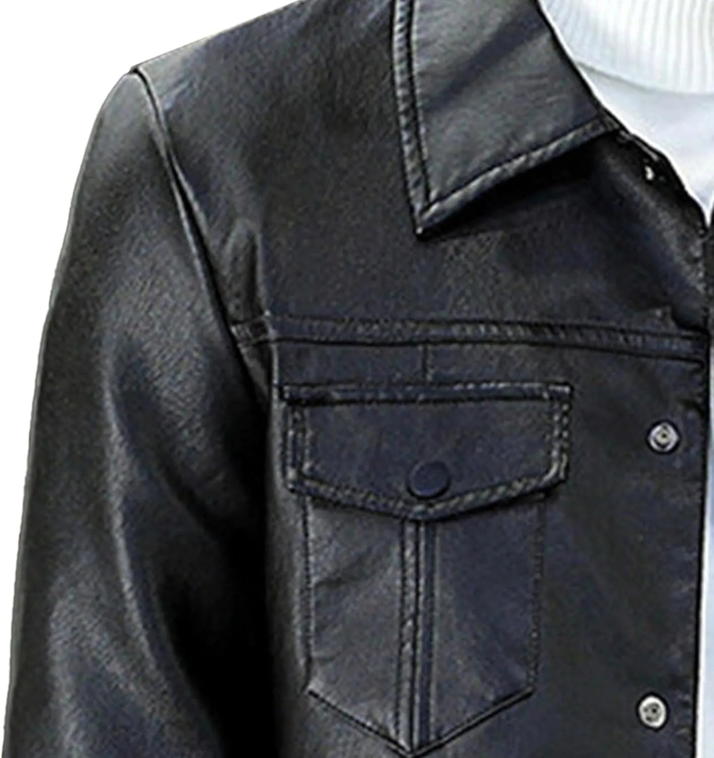Maiyifu-GJ Men's Faux Leather Zip Up Jacket Stylish Casual Warm Leather Jackets Fall Winter Motorcycle Biker Coat Windbreaker