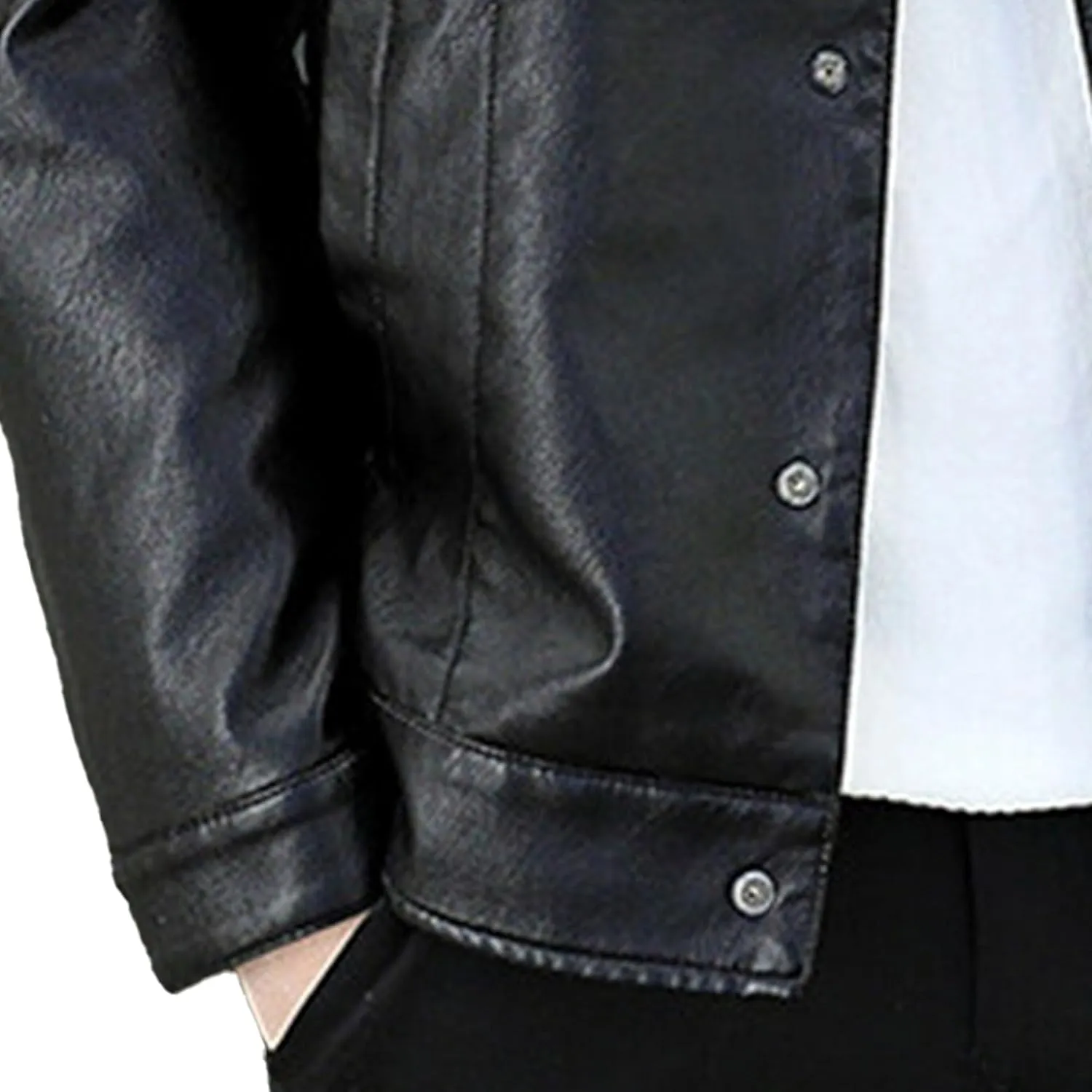 Maiyifu-GJ Men's Faux Leather Zip Up Jacket Stylish Casual Warm Leather Jackets Fall Winter Motorcycle Biker Coat Windbreaker