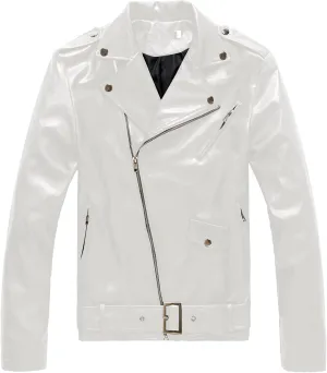 Maiyifu-GJ Men's Slim Fit Faux Leather Jacket Leather Motorcycle Zip-Up Jackets Casual Lightweight Zipper Biker Coats