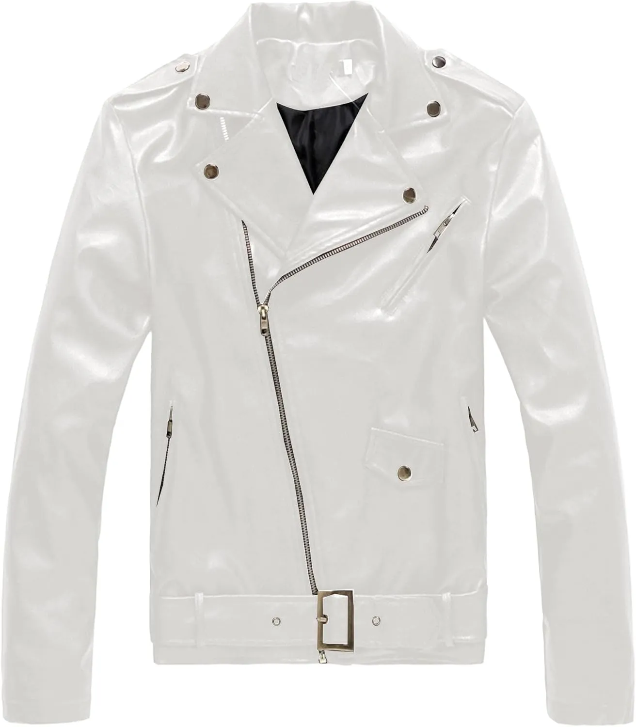 Maiyifu-GJ Men's Slim Fit Faux Leather Jacket Leather Motorcycle Zip-Up Jackets Casual Lightweight Zipper Biker Coats
