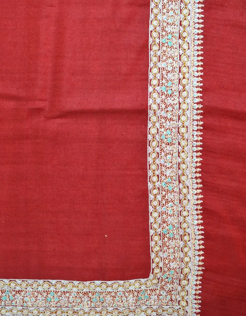 Maroon Pashmina Shawl With Sozni Embroidery 5804
