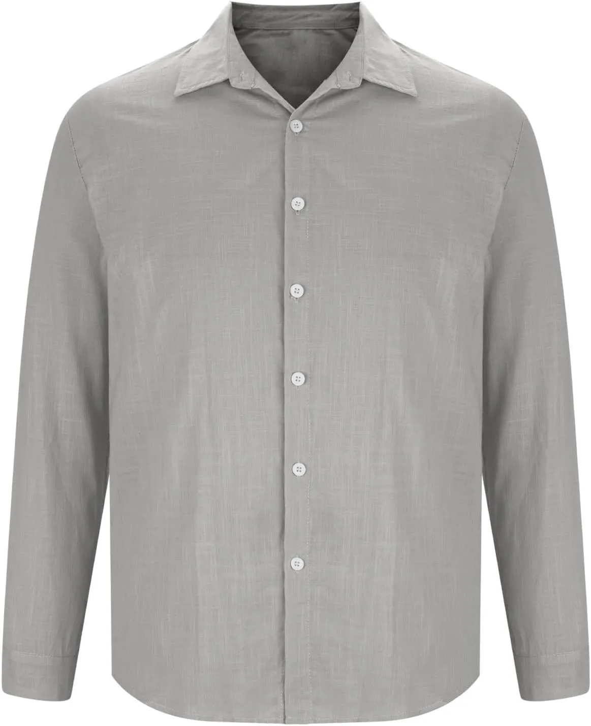 Mens Casual Tops Long Sleeve Cotton Gauze Shirts Buttons Down Solid Plain Band Collar Summer Beach Hippie Shirt