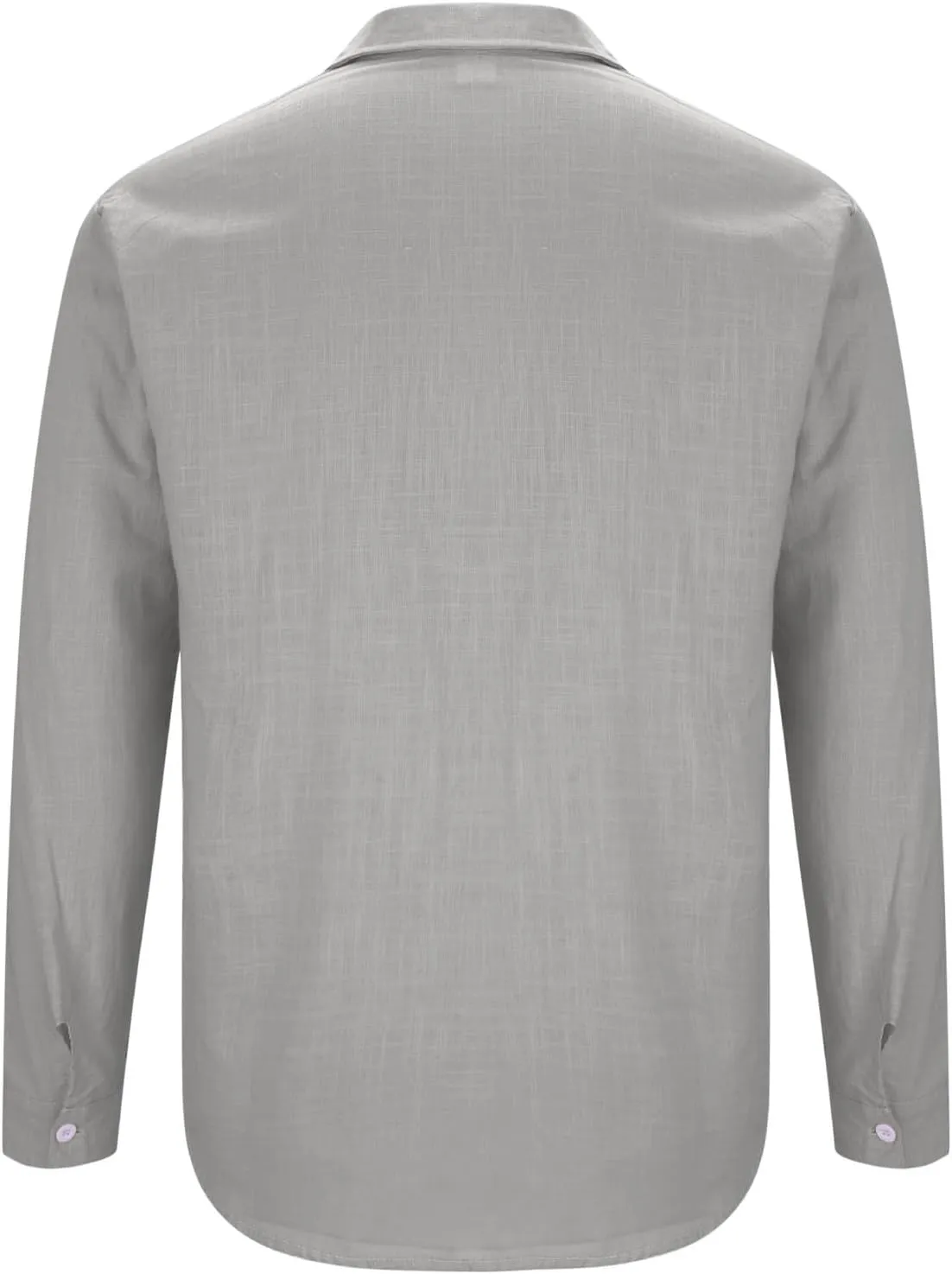 Mens Casual Tops Long Sleeve Cotton Gauze Shirts Buttons Down Solid Plain Band Collar Summer Beach Hippie Shirt