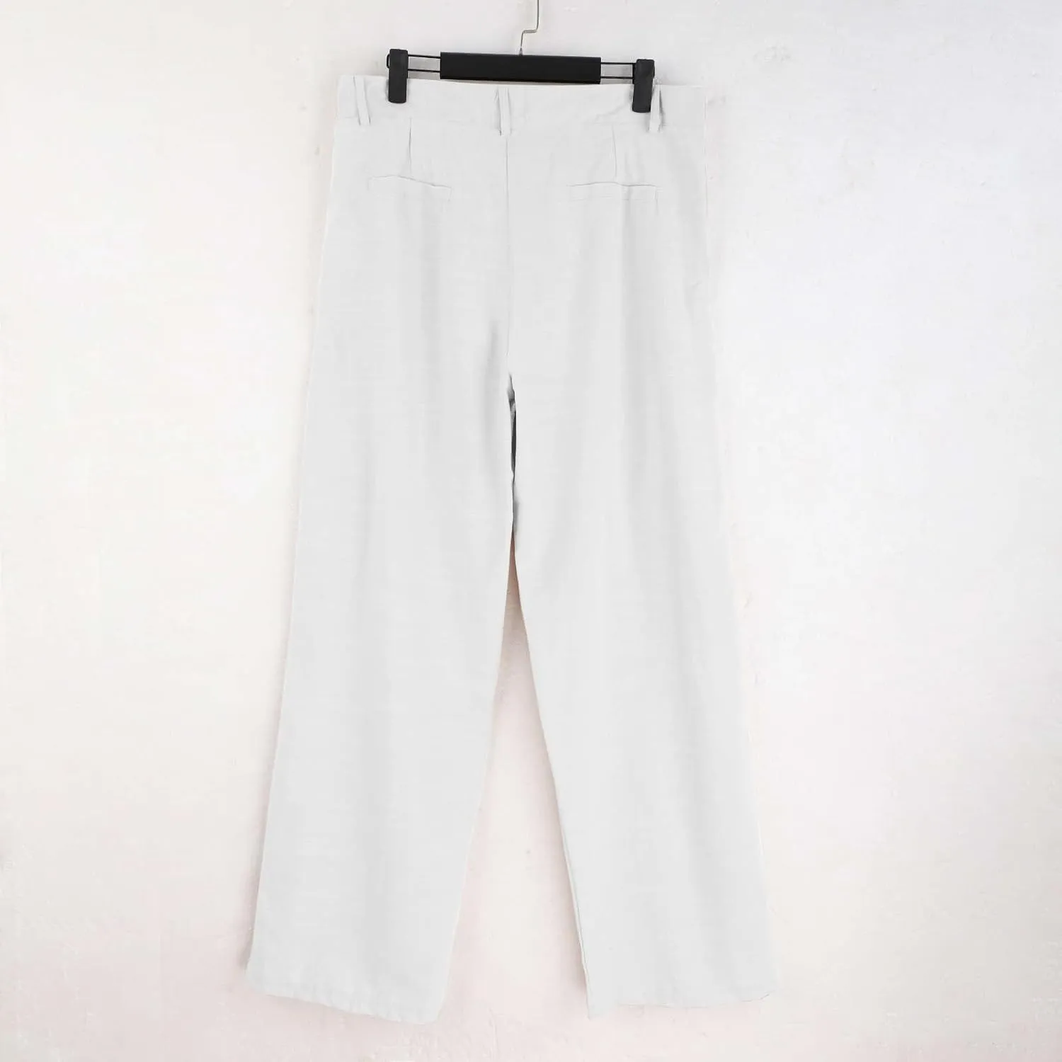 Mens Dress Pants Relaxed Fit Casual Cotton Linen Pleated Front Work Suit Pants Straight Leg Slacks Comfort Trousers