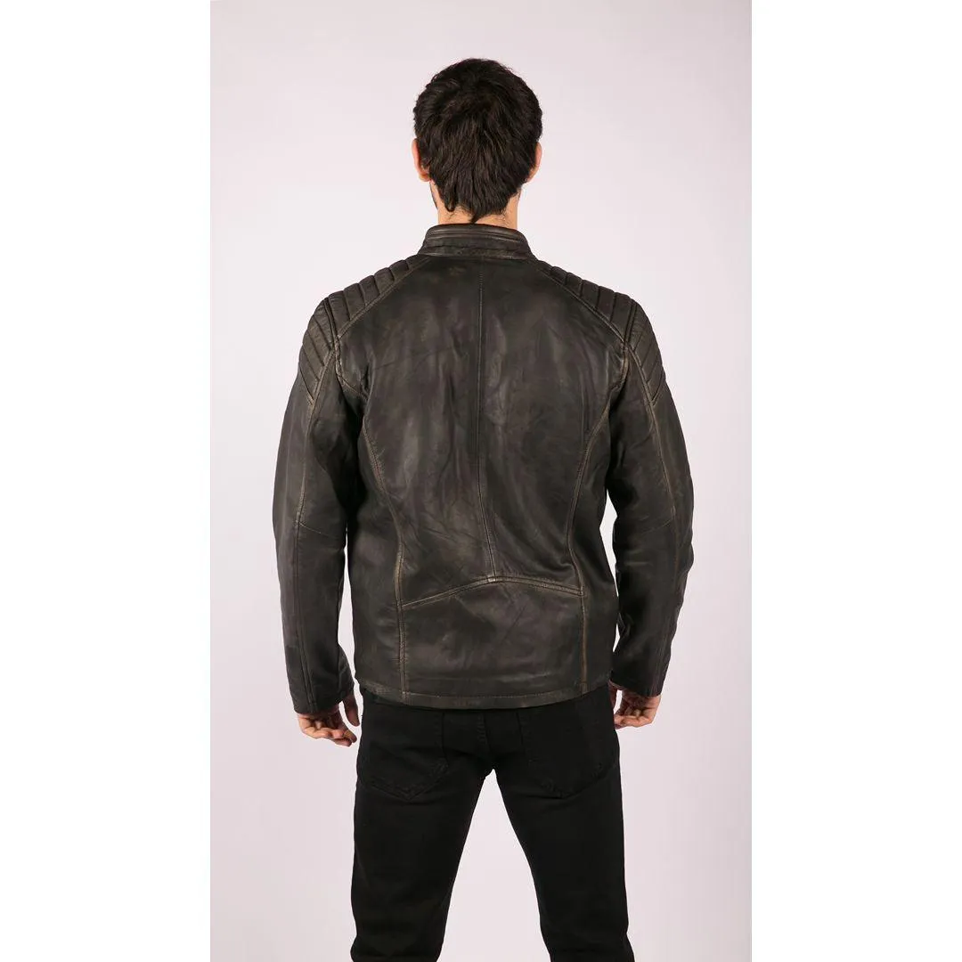 Mens Real Leather Washed Biker Airforce Jacket Distressed Casual Fit Retro Vintage
