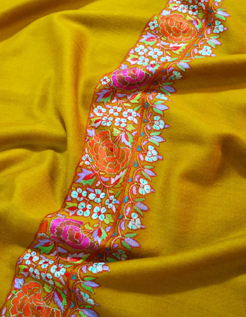Mustard Pashmina Shawl With Embroidery 5806