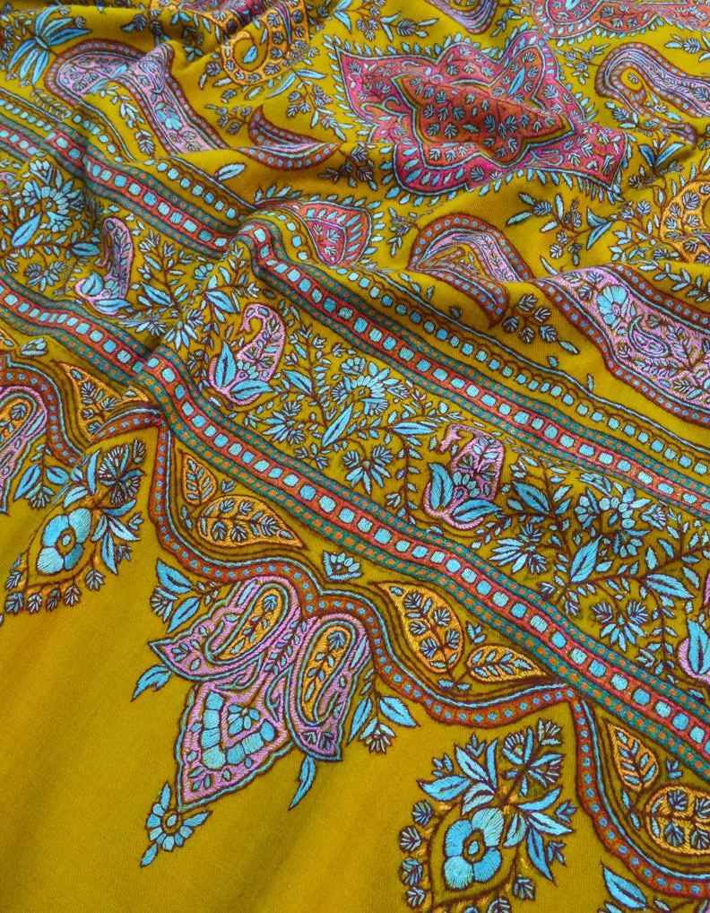 Mustard Pashmina Shawl With Sozni 5473