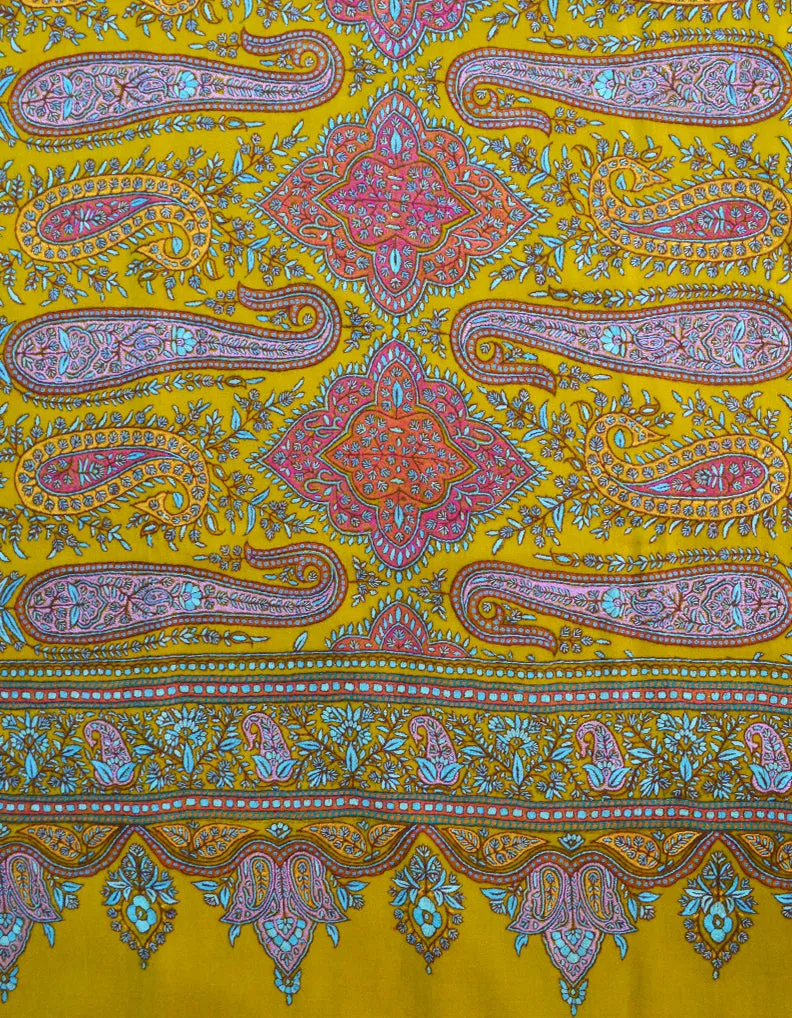 Mustard Pashmina Shawl With Sozni 5473
