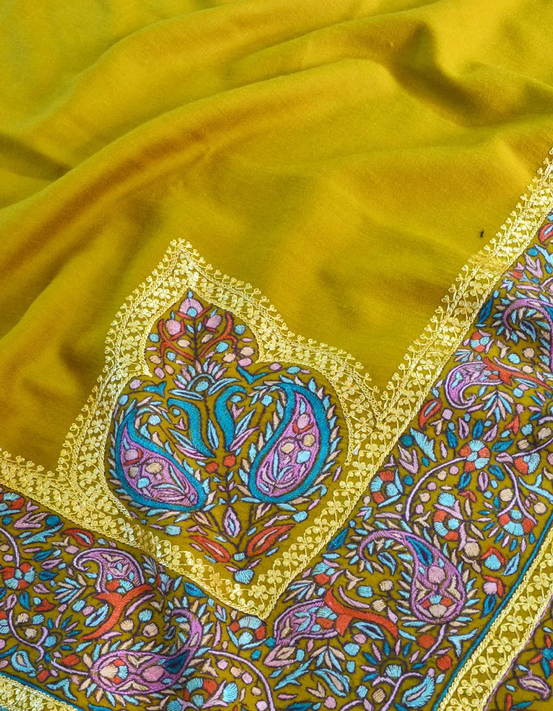 Mustard Pashmina Shawl With Sozni & Tilla 5479