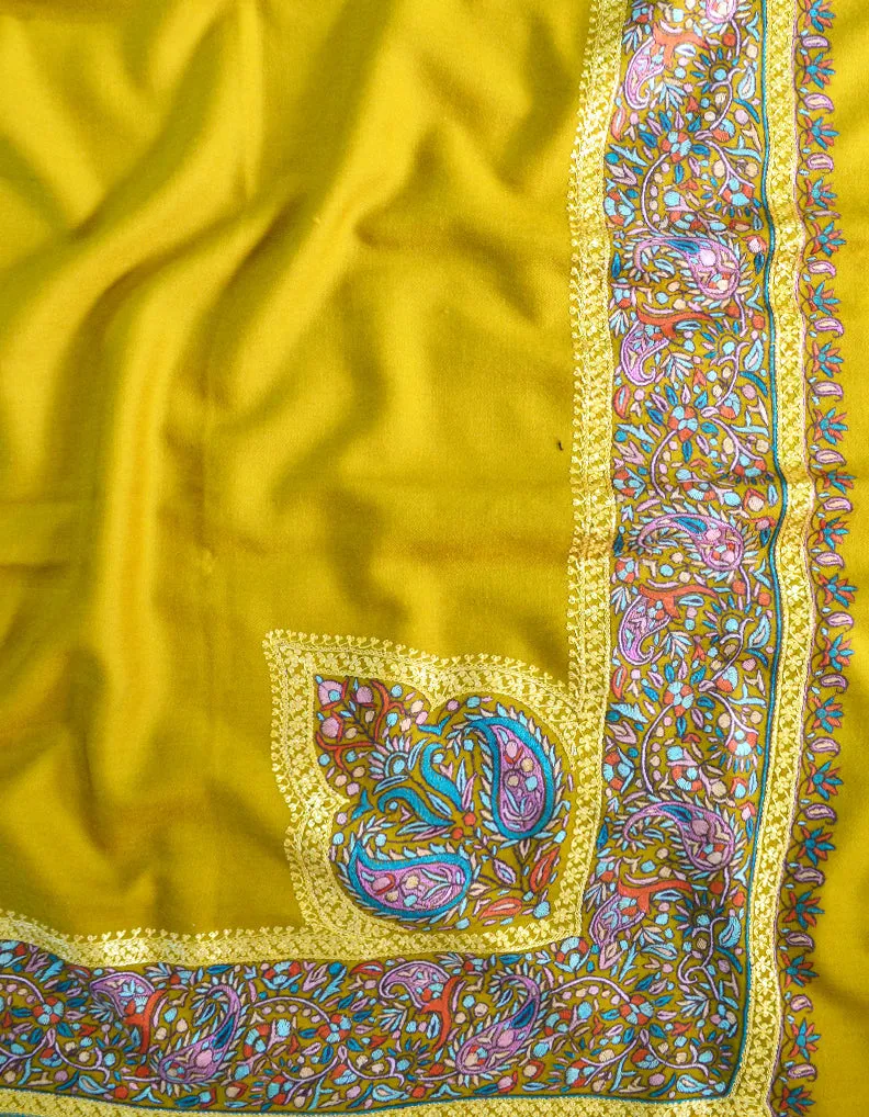 Mustard Pashmina Shawl With Sozni & Tilla 5479