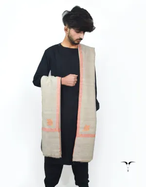 Natural Brown Pashmina Shawl With Sozni 5686
