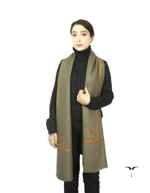 Natural Grey Pashmina Shawl With Sozni Work 5782