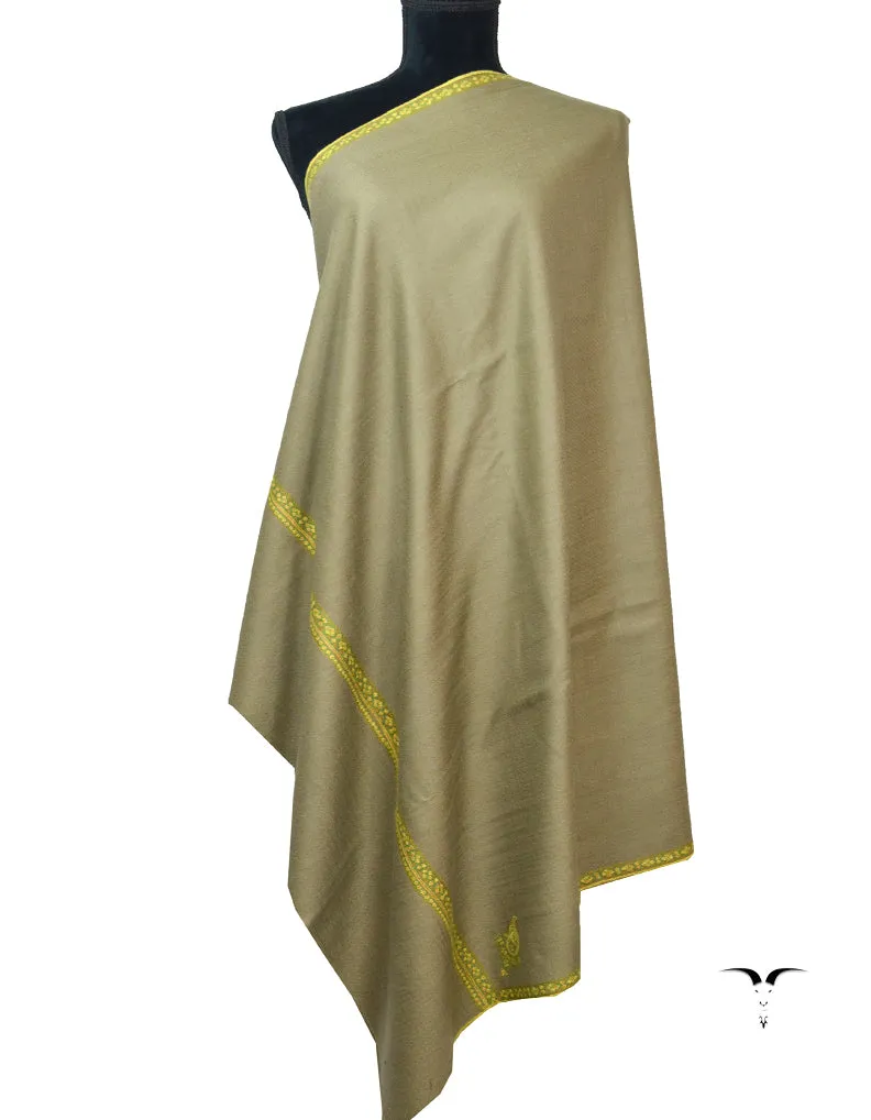Natural Grey Pashmina Shawl With Sozni Work 5838