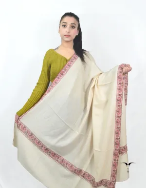 Natural Off White Pashmina Shawl With Sozni Work 5671