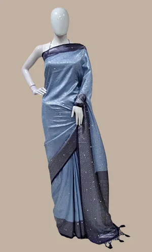 Navy Woven Art Silk Sari