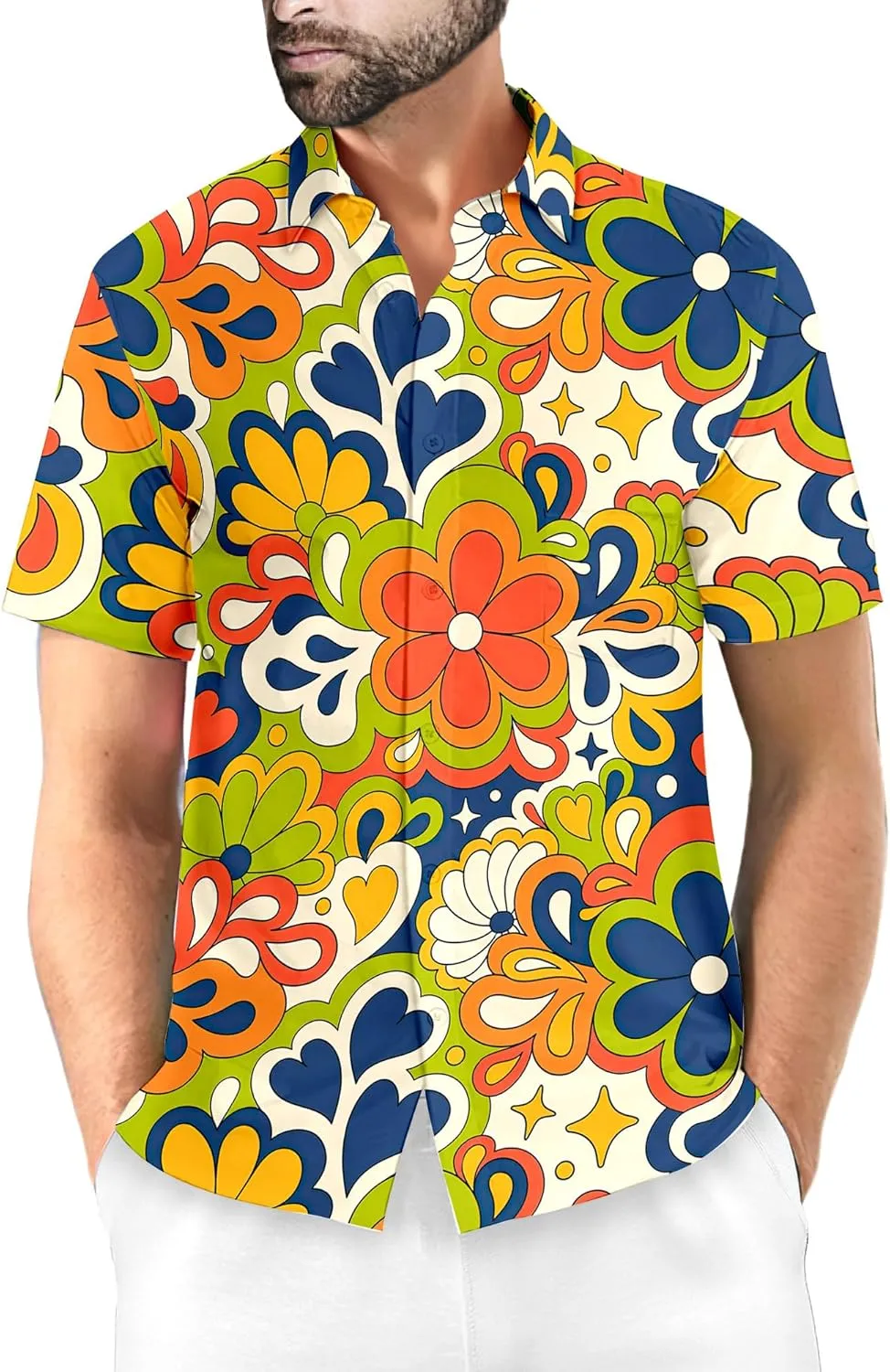 Neon Shirts for Men Button Up Shirts,Mens Neon Shirt Hawaiian Shirt for Men,Mens Beach Shirts Neon Clothes