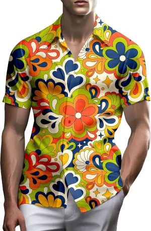 Neon Shirts for Men Button Up Shirts,Mens Neon Shirt Hawaiian Shirt for Men,Mens Beach Shirts Neon Clothes
