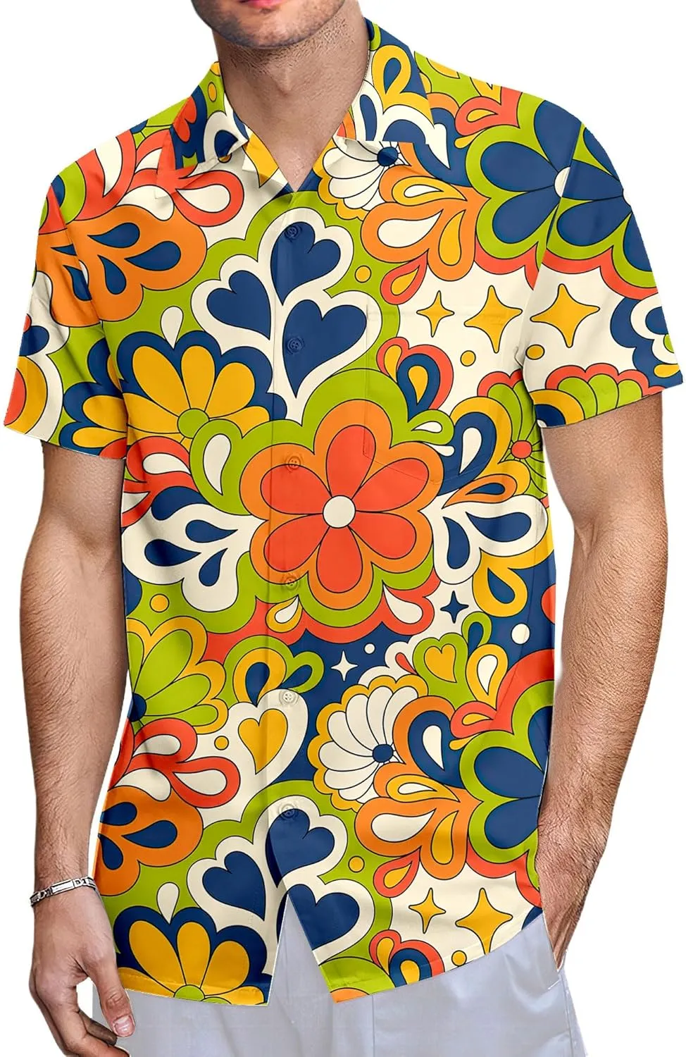 Neon Shirts for Men Button Up Shirts,Mens Neon Shirt Hawaiian Shirt for Men,Mens Beach Shirts Neon Clothes