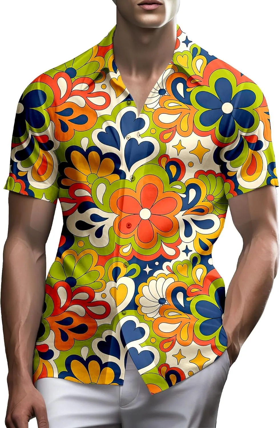 Neon Shirts for Men Button Up Shirts,Mens Neon Shirt Hawaiian Shirt for Men,Mens Beach Shirts Neon Clothes