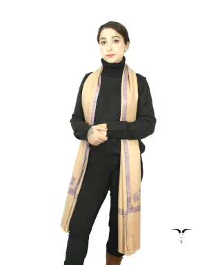 Peach Pashmina Shawl With Sozni Work 5779
