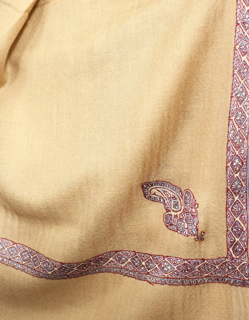 Peach Pashmina Shawl With Sozni Work 5779