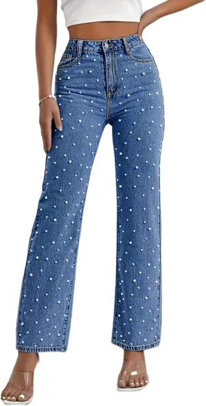 Pearl Jeans for Women Straight Leg High Waist Stretch Flare Bootcut Denim Pants
