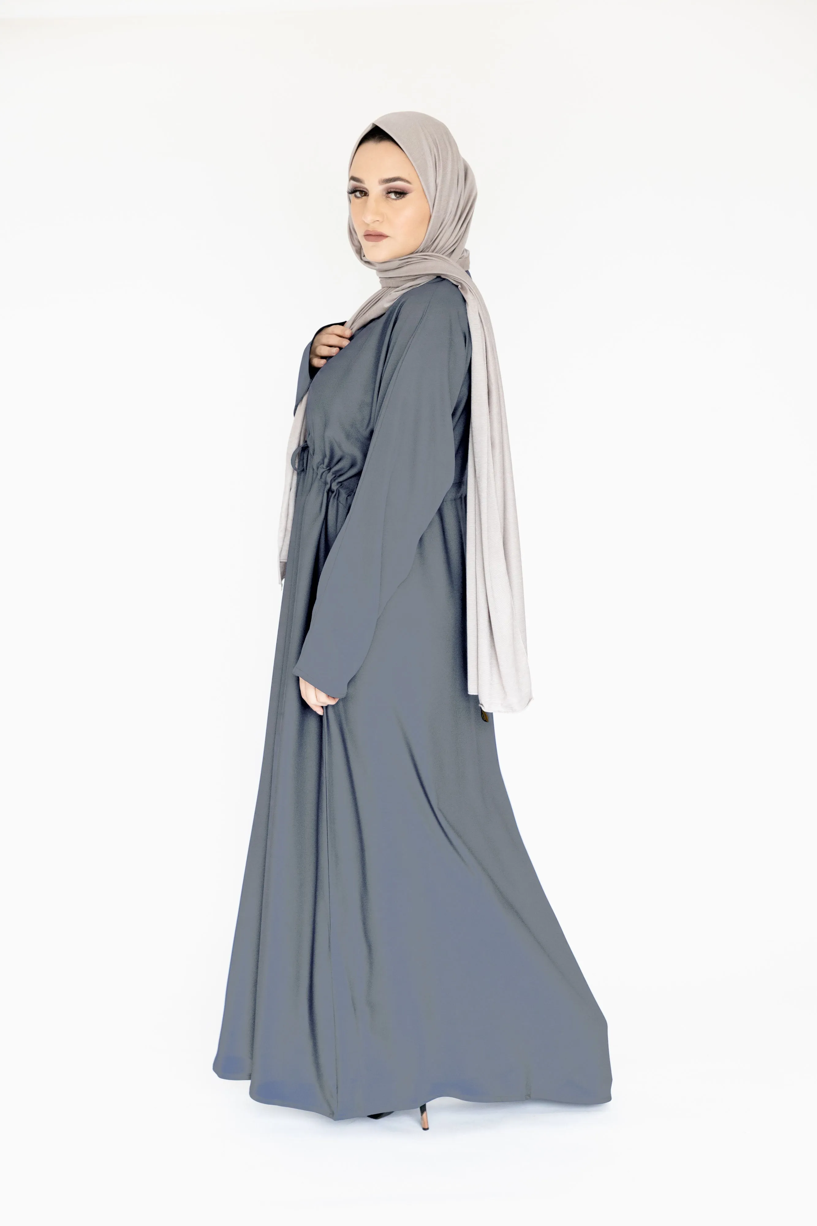 Plain Draw String Closed Abaya -  5 Colours