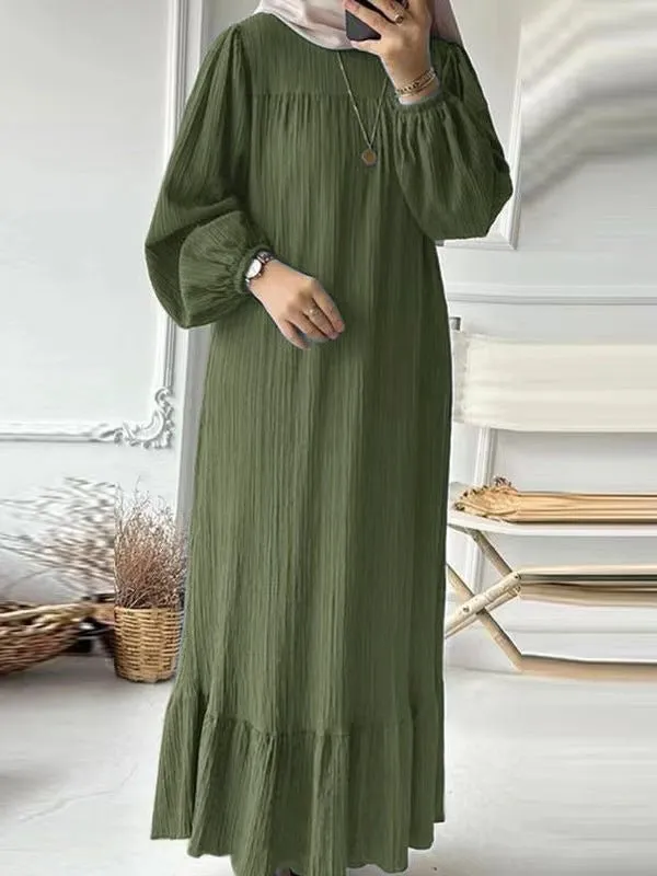 Pleated Ruffled Hem Abaya (MA112)