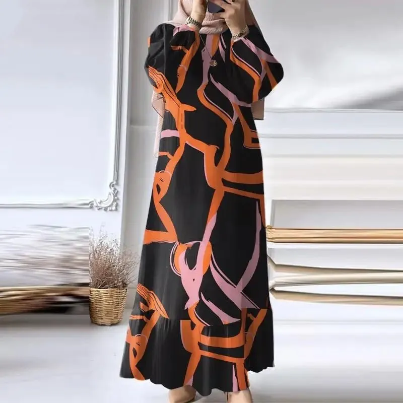 Pleated Ruffled Hem Abaya (MA112)