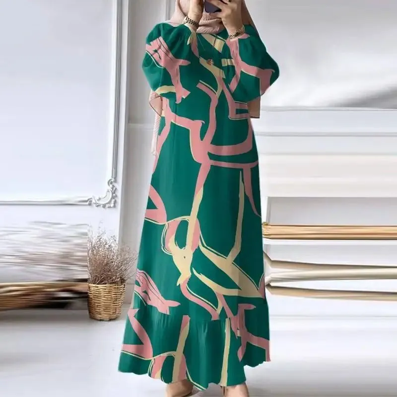 Pleated Ruffled Hem Abaya (MA112)
