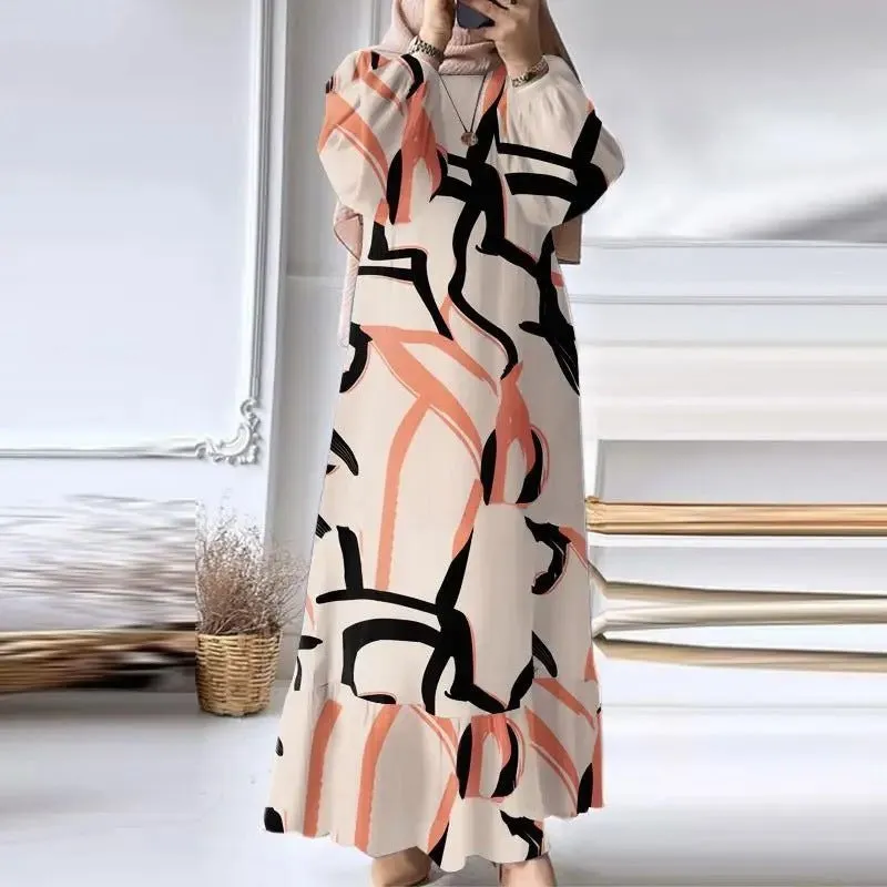 Pleated Ruffled Hem Abaya (MA112)