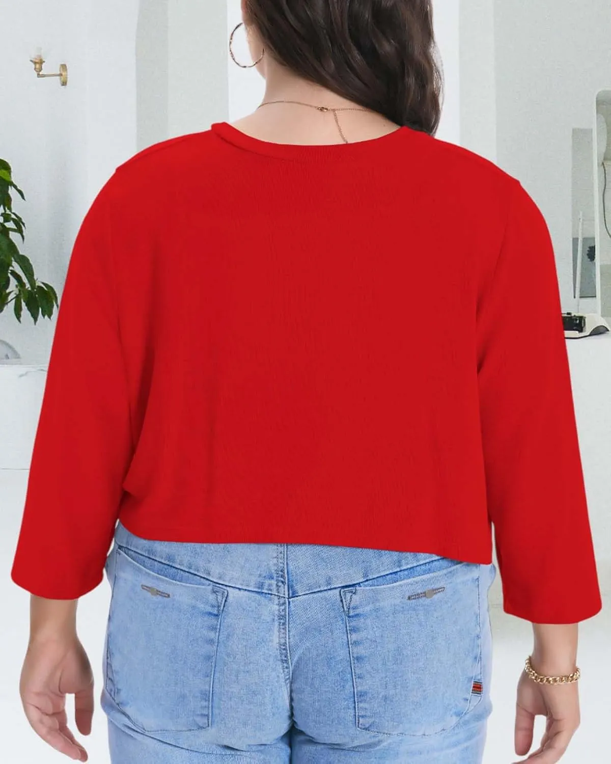 Plus Size Shrugs for Women Cropped Cardigan Knit Sweaters Open Front Bolero