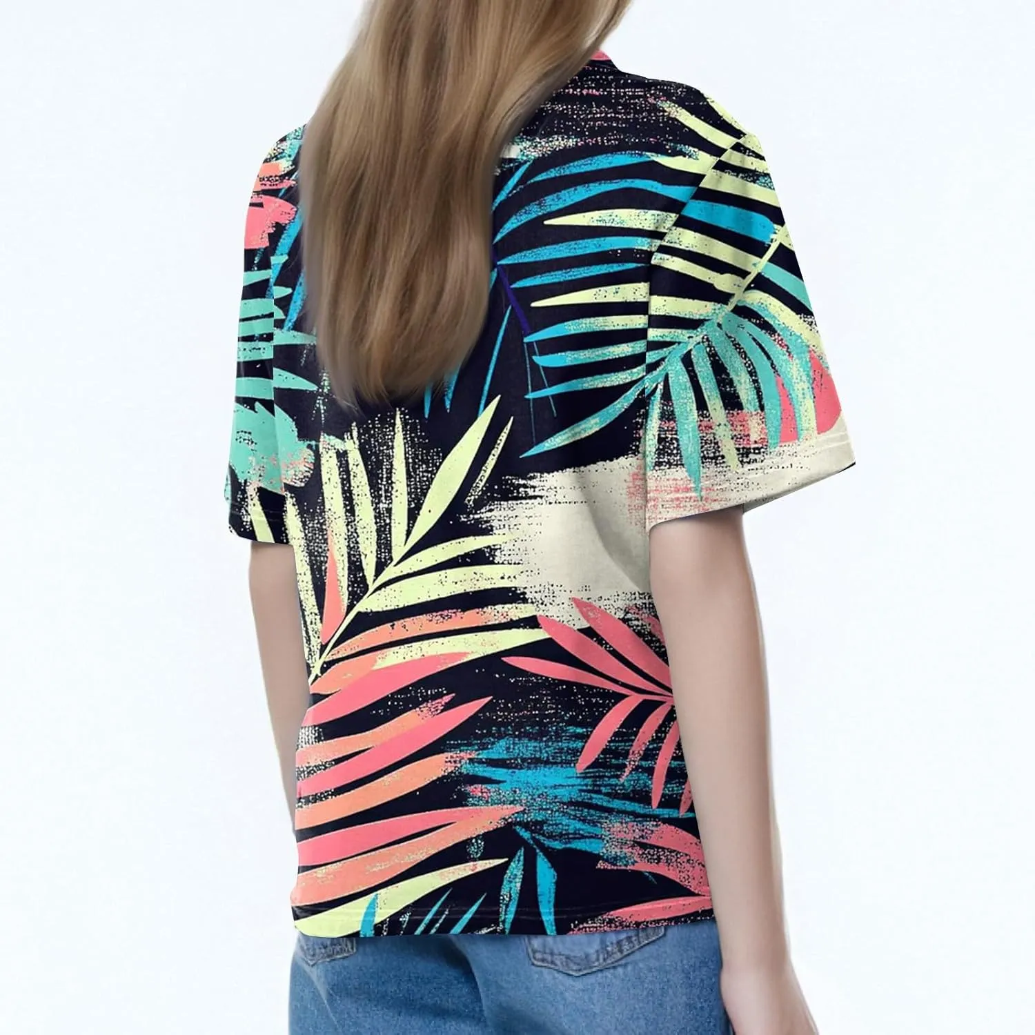 Polo Shirts for Women Hawaiian Short Sleeve Summer Tops Oversized Side Slit Collared Casual Golf Outfits