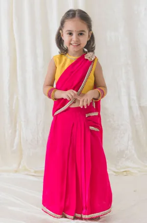 Pre-Order : Girls O’ Desi Girl Sari Set - Pink