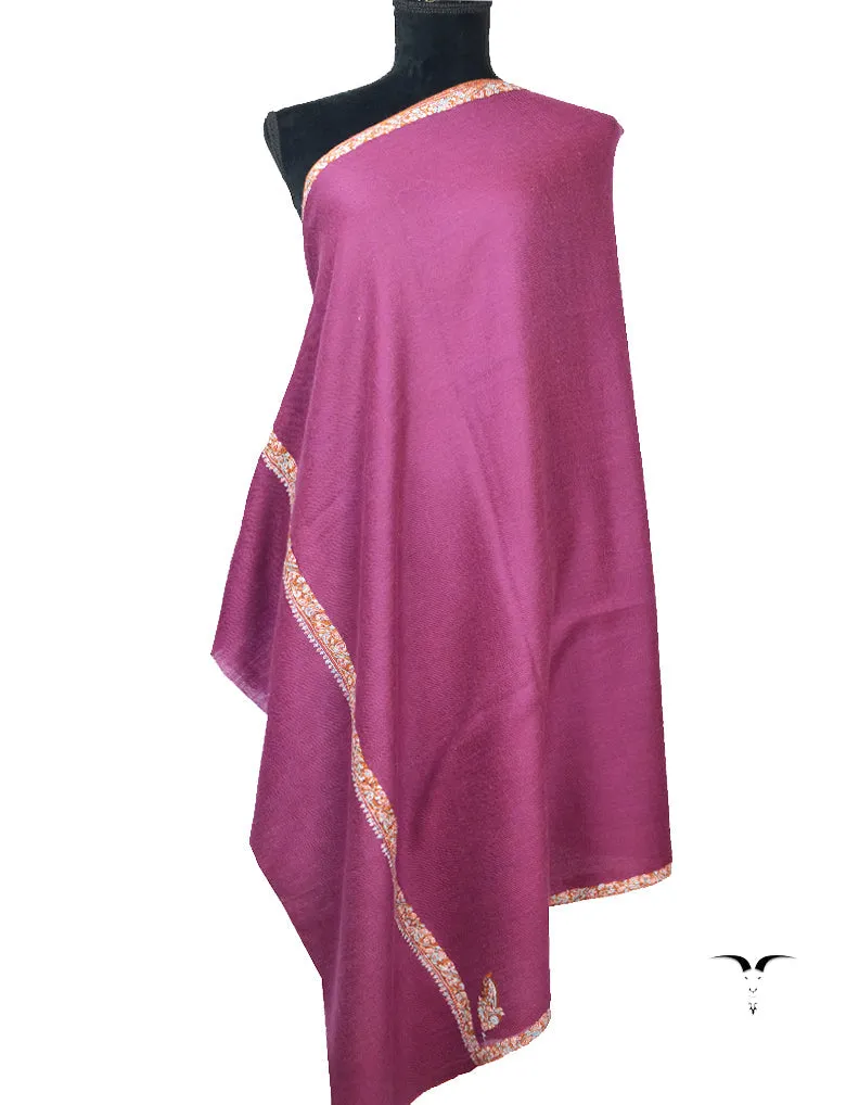 Purple Pashmina Shawl With Sozni Work 5813