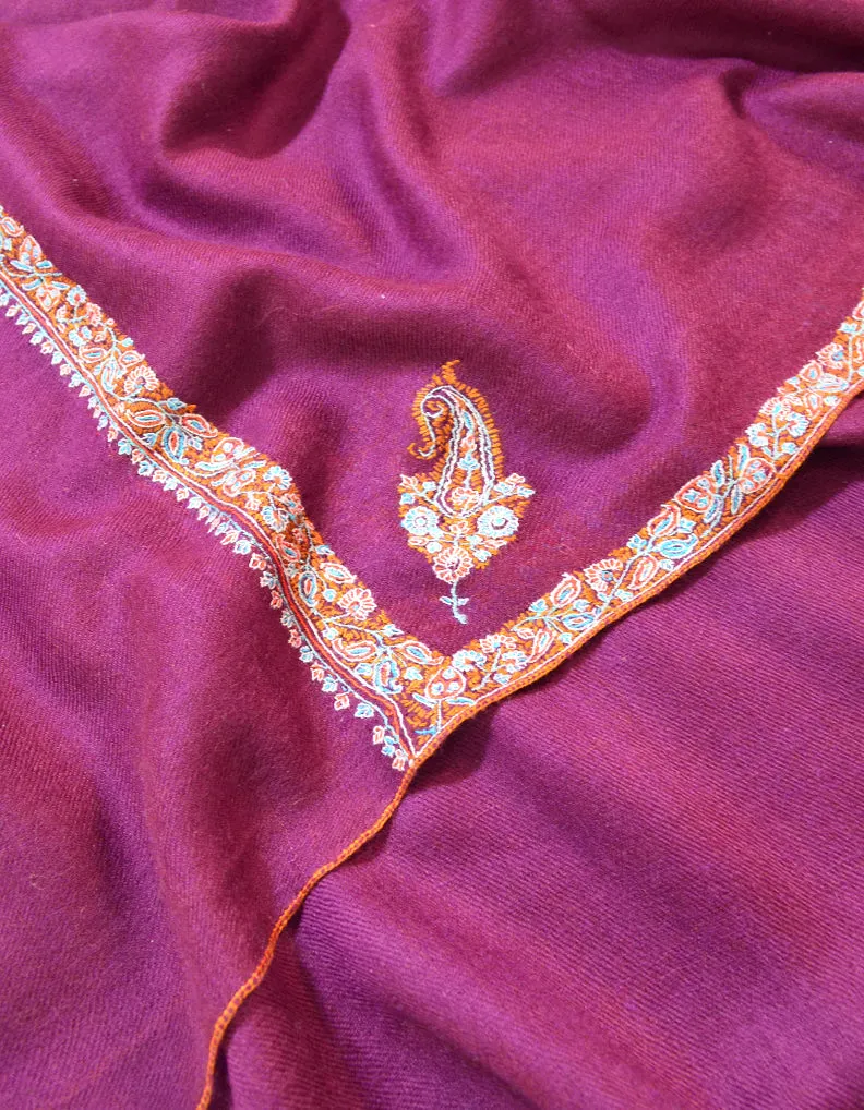 Purple Pashmina Shawl With Sozni Work 5813