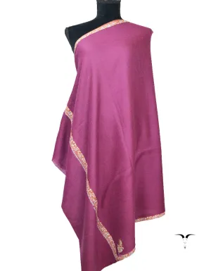 Purple Pashmina Shawl With Sozni Work 5813