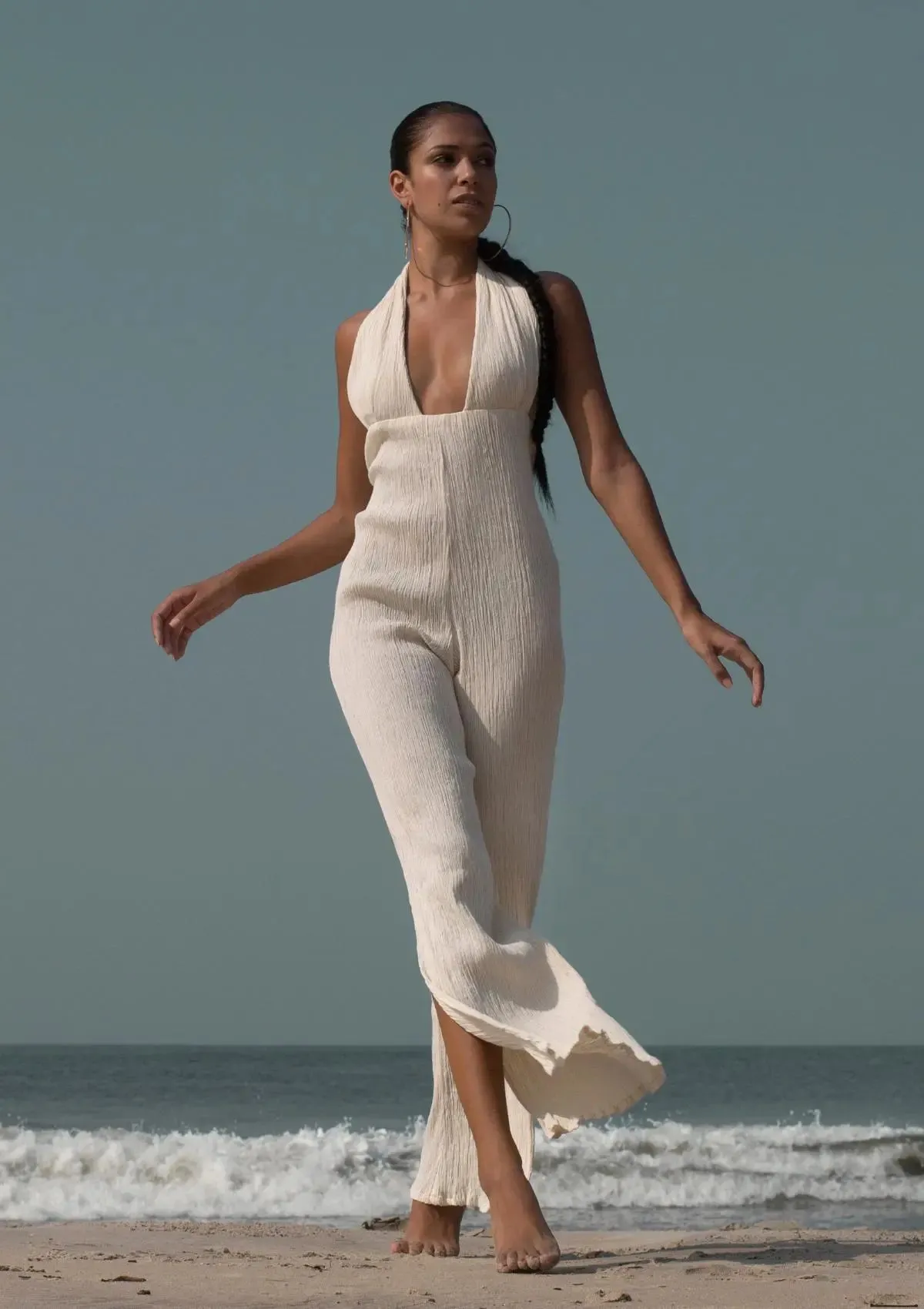RAY HALTER JUMPSUIT - NATURAL