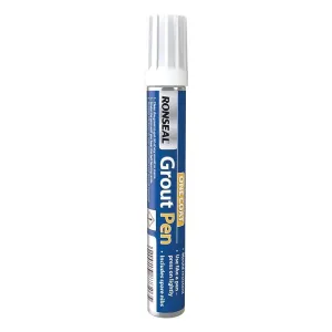 Ronseal 15ml White One-Coat Grout Pen for Effortless Tile Grouting and Touch-Ups