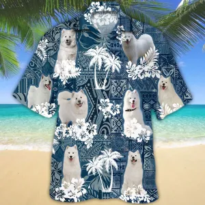 Samoyed Hawaiian Shirt, Hawaiian shirt vintage Floral Dog, Men's Hawaiian shirt, Women's Hawaiian shirt
