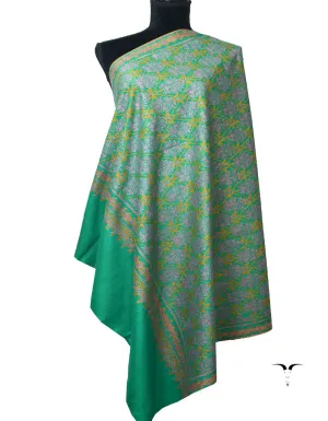 Sea Green Pashmina Shawl With Sozni Embroidery 5993
