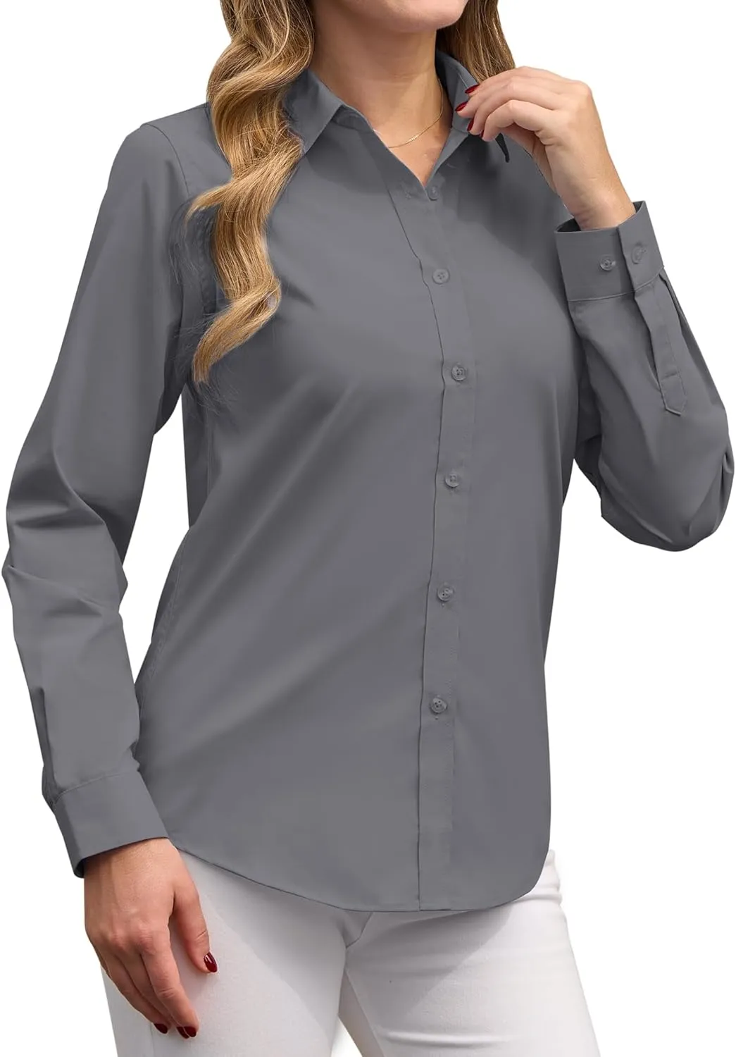 siliteelon Button Down Shirts Dress Shirts for Women Long Sleeve Womens Work Shirts Regular Fit Cotton Dress Shirts