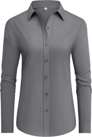 siliteelon Button Down Shirts Dress Shirts for Women Long Sleeve Womens Work Shirts Regular Fit Cotton Dress Shirts