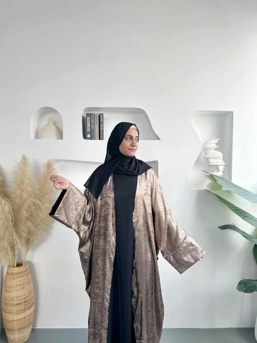 Solid Color Shiny Kimono Open Abaya (MOA100)