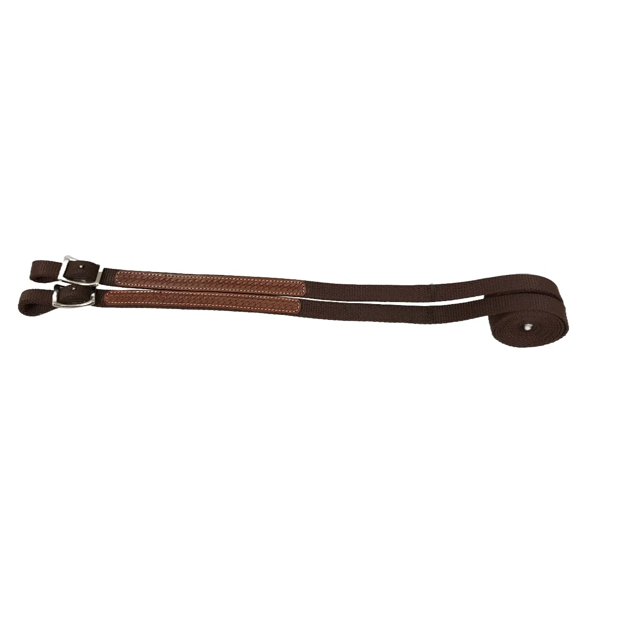 Tahoe Tack Basket Weave Leather Overlay Brown Nylon Headstall, Breast Collar, and Reins Set