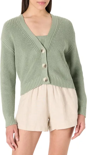 The Drop Women's Standard Sari Cropped Button-Front Cardigan